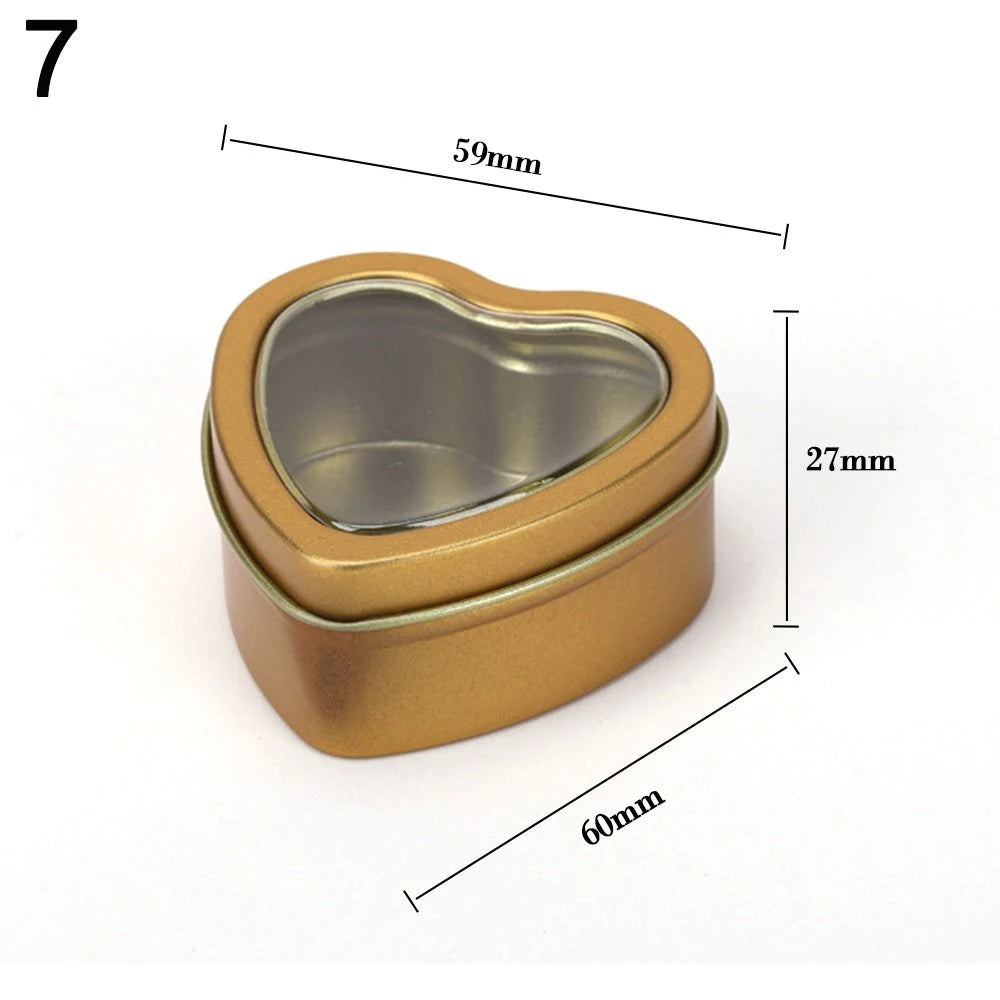 Heart Shape Metal Box Aluminum Tin Jar for Cream Balm Nail Candle Cosmetic Container Refillable Tea Cans Candy Packaging Box 1Pc