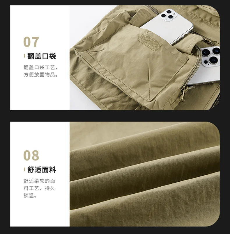 Mesh Men's Fishing Vest Multi Zip Pocket Hiking Waistcoat Male Light Thin Outdoor Sleeveless Jacket Work Summer Travel Plus Size