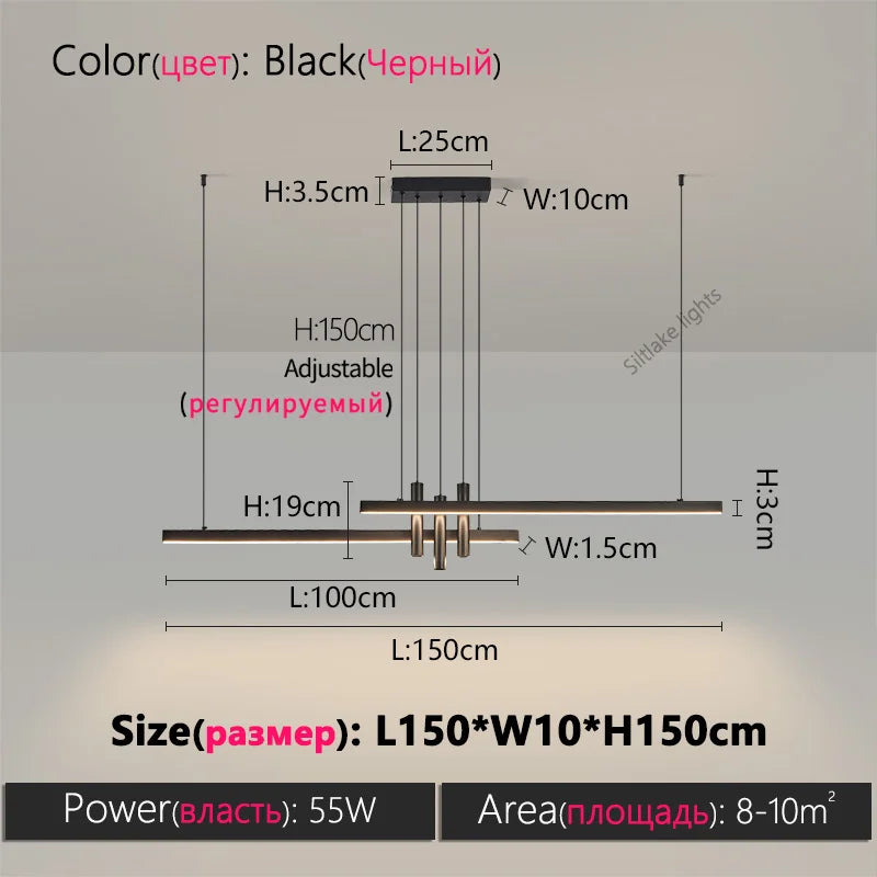 Modern light creative bar counter strip designer lamps LED Pendant Light  for Dining Table Kitchen Chandelier Memory Function