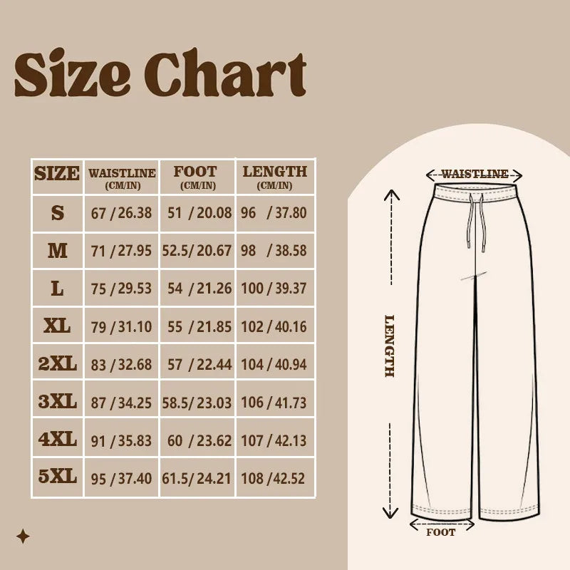 Women Leopard Spliced Wide Leg Sweatpants Drawstring Elastic Waist Casual Street Trousers