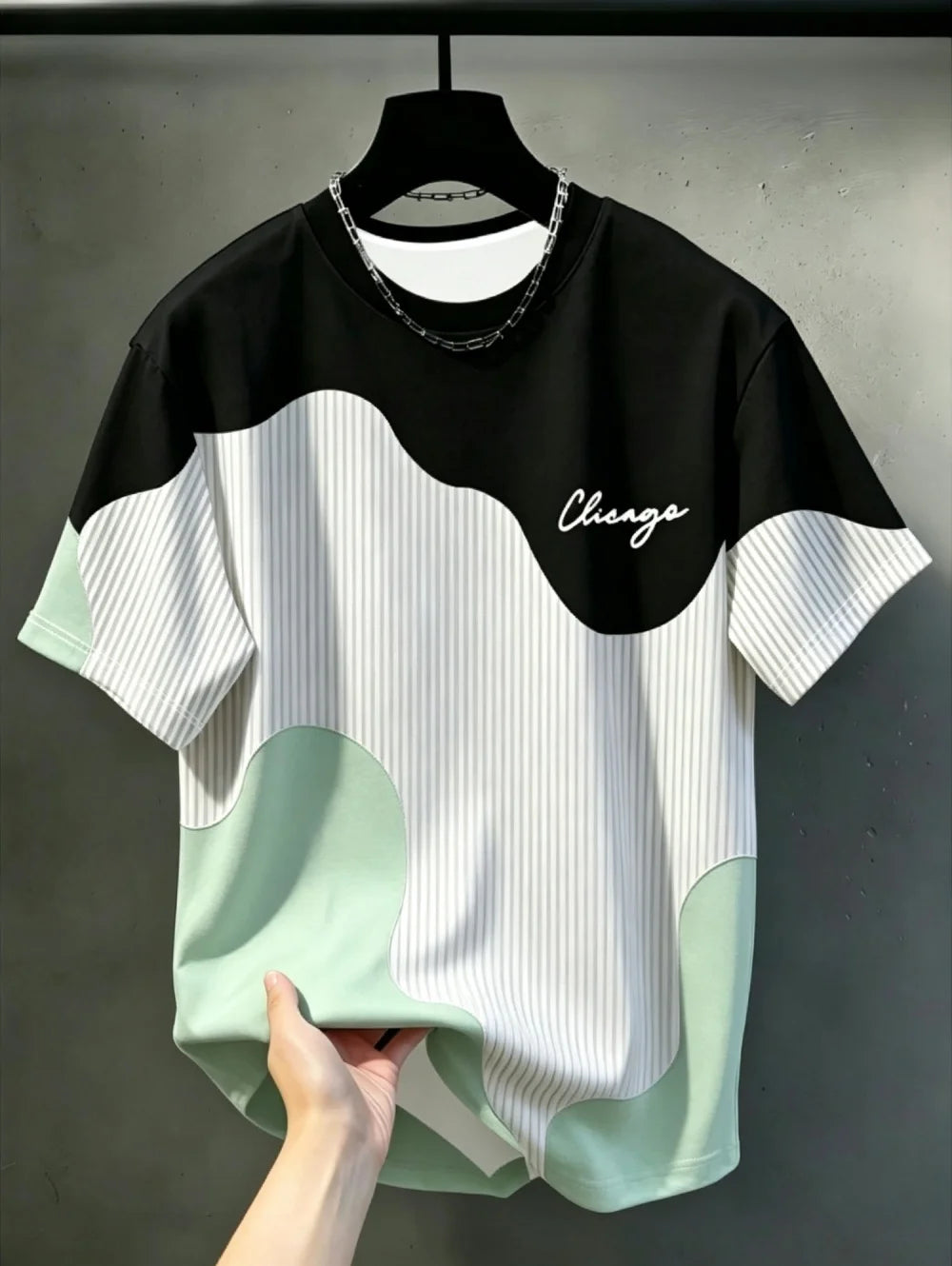 2026 New Summer Men's Short Sleeve T-Shirt Casual Fashion 3D Printed Color Blocking Design Streetwear Outdoor Unisex Clothing