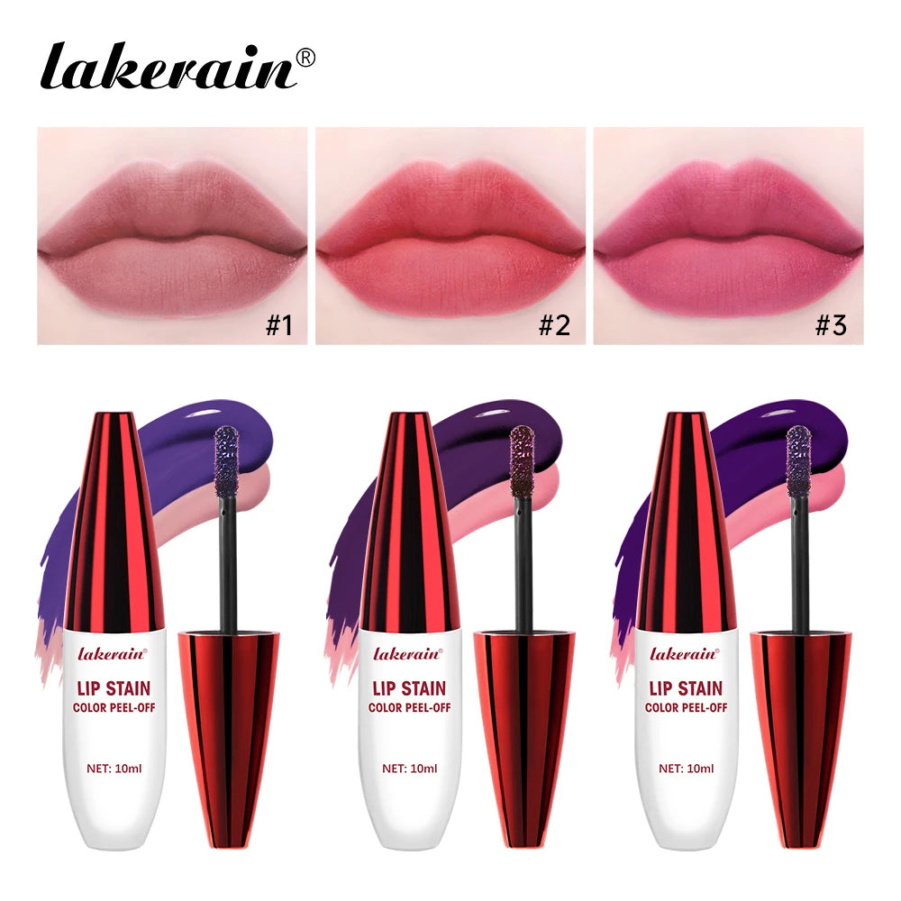 Lakerain Peel-off Lip Gloss Matte Natural Mist Lip Tinted Waterproof Long Lasting Lipstick Makeup Tear Contour Stain Cosmetics