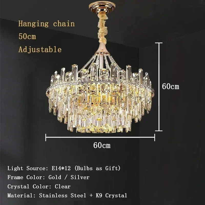Modern Luxury Led Lights Clear Crystal Chandeliers for Living Room Villa Bedroom Dining Room Art Home Decoration Pendant Lamps