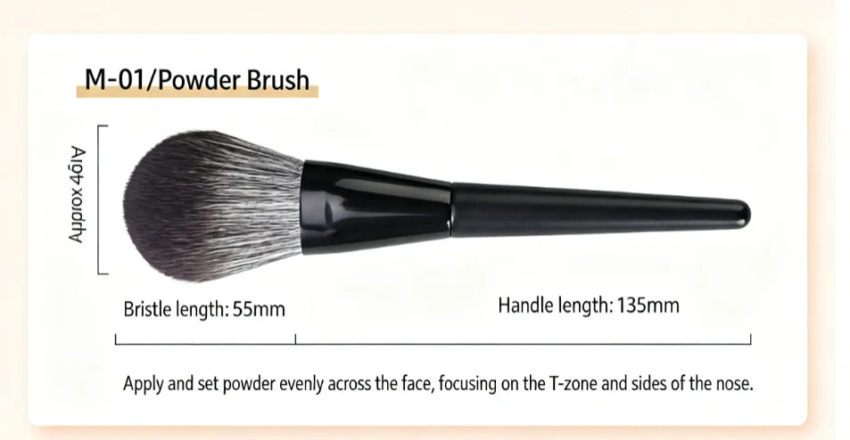 Matte Black Nylon-Bristled Makeup Brush Set Portable Full-Set Makeup Tools with Powder Brushes Foundation Brushes And More