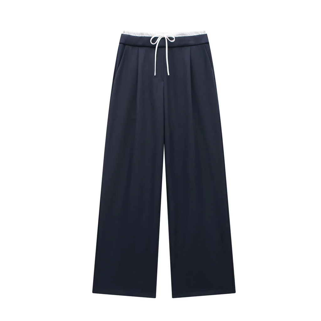 HXAO 2024 Women's Pants Baggy Wide Pants Woman Fashion Black Trousers Casual High waisted Pants Autumn Bluey Flared leggings