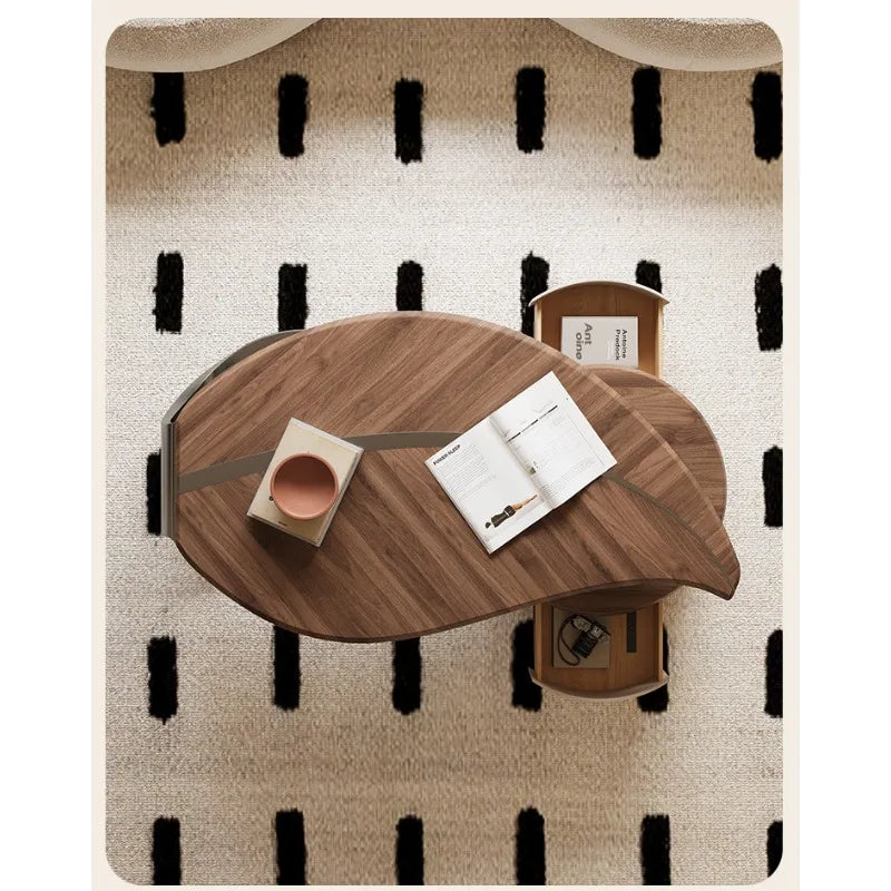 Light luxury solid wood leaf coffee table living room home antique special-shaped coffee table