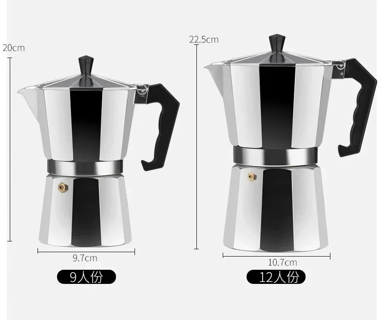 150 300 600 Aluminum Moka Pot with Electric Burner Stove Top Coffee Maker Espresso Percolator Mocha Kettle Heater Home Household