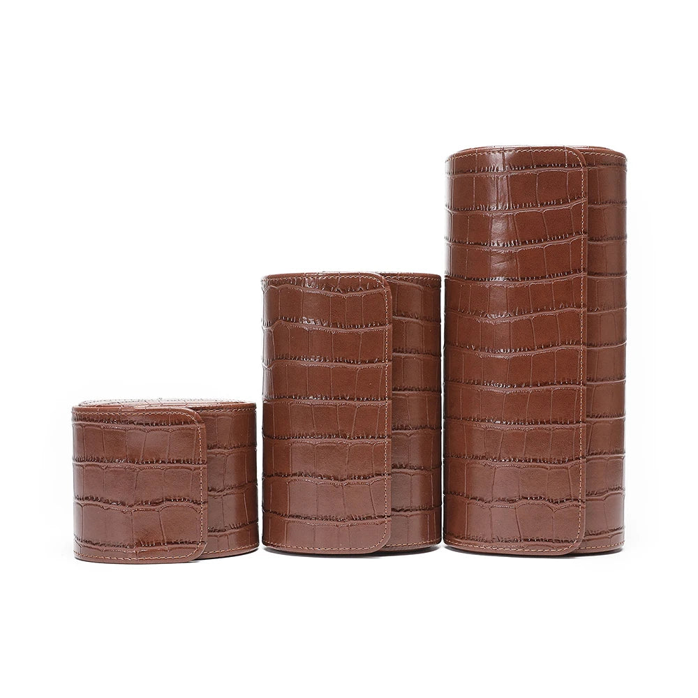 Luxury Crocodile Watch Storage Box Custom Name Travel 1 2 3 Slots Watches Roll Aligator PU Leather Brand Watch Display Case Bag