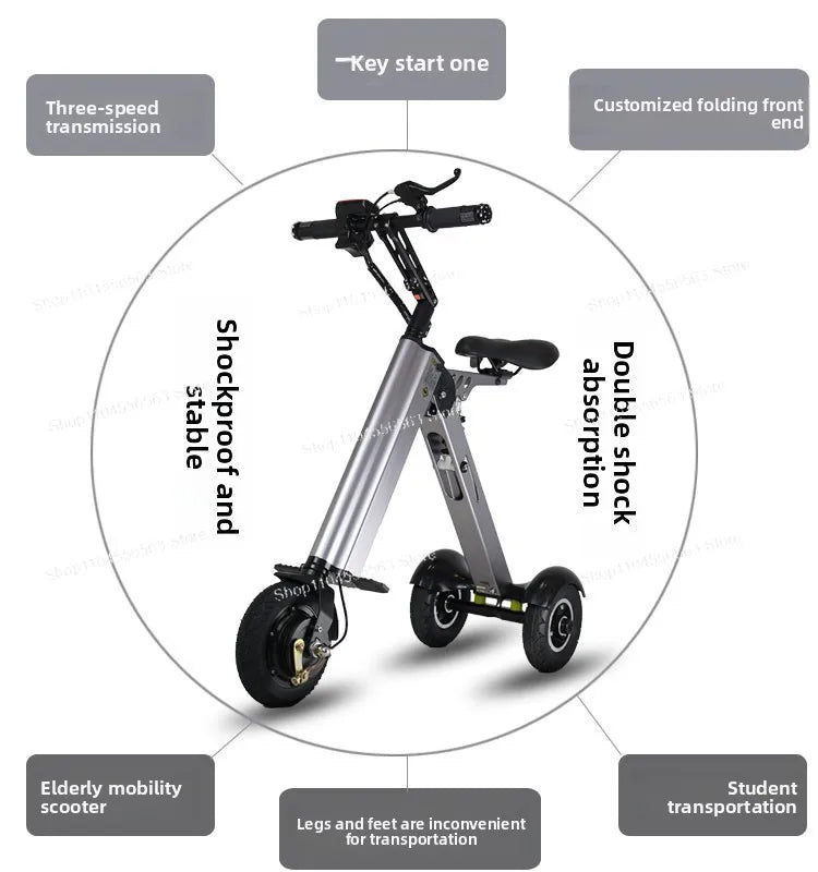 Ultra Light Foldable Electric Bike for Adults with Lithium Battery Portable E Bike for Men Women
