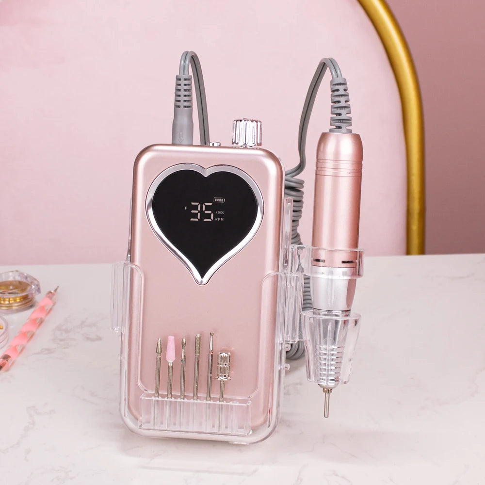 Professional Manicure Electric Nail Drill Machine 35000RPM Cordless Nail File Rechargeable Nail Polishing Grinder For Nails
