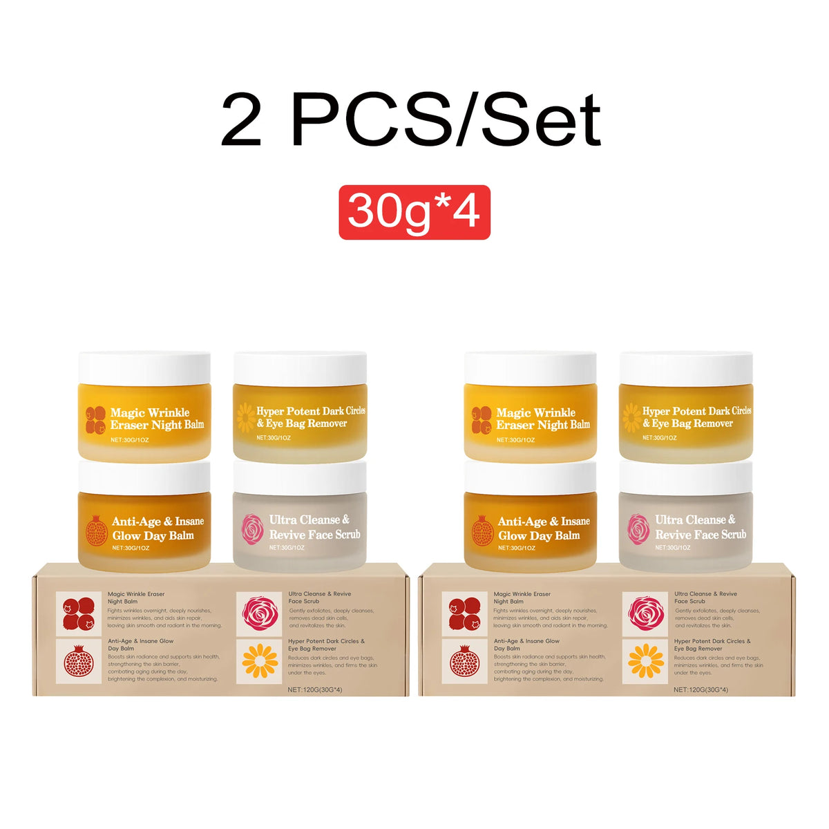 Day Night Skincare Set 30gx4 Moisturizing Repair Skin Barrier Brightening Facial Skins Multi Functional Skincare Eye Face Care