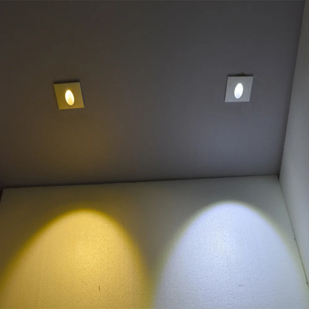 Led Stair Light Aluminum Recessed Square Round Wall Lamp 1W 3W  Step Pathway Corner Sconce Staircase AC85-265V Night Lighting