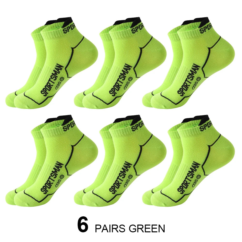 6 Pairs/Lot Spring Summer Men's Sports Running Socks Protective Ankle Socks Thin Breathable Deodorant Fitness Short Socks 38-44