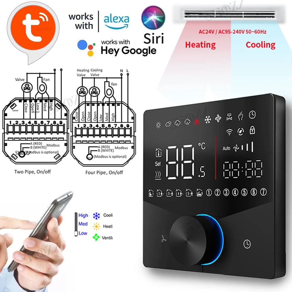 EU 24V 220V WIFI Smart Air Conditioner Thermostat Temperature Controller for Cooling Heating Programable Thermostatic Valve