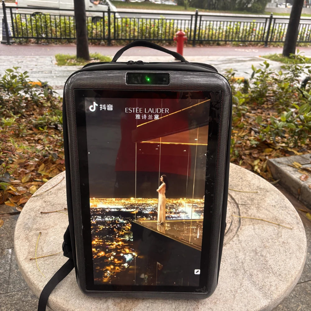 Portable Body-worn LED LCD Screen Backpack Rechargeable Battery Powered Advertising Player for Street Marketing Activities