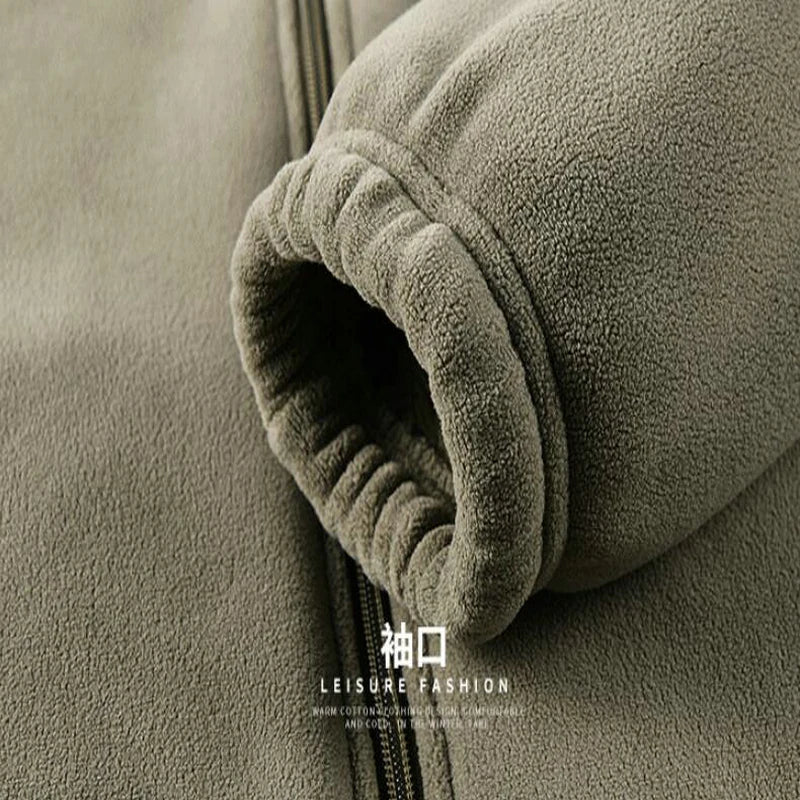 2026 Solid Men's Fleece-Lined Cycling Jacket New Arrival Winter Windproof Stand-Collar Zip-Up Thicken Warm Plush Coat Clothing