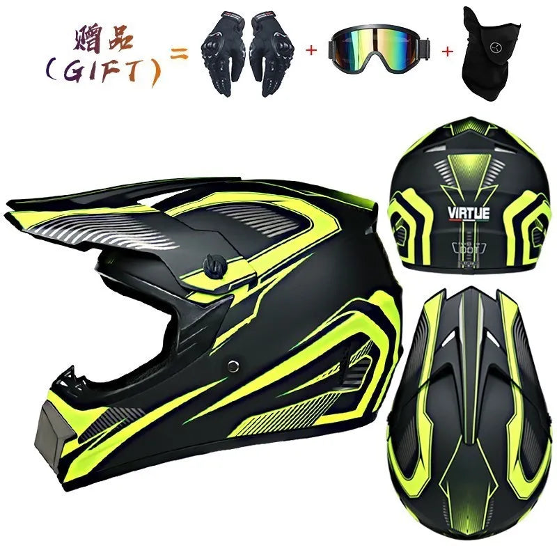 Off-road Motorcycle Helmet, Adult Motocross ATV Downhill MTB DH Helmet with Visor, DOT Approved Capacetes for Riding