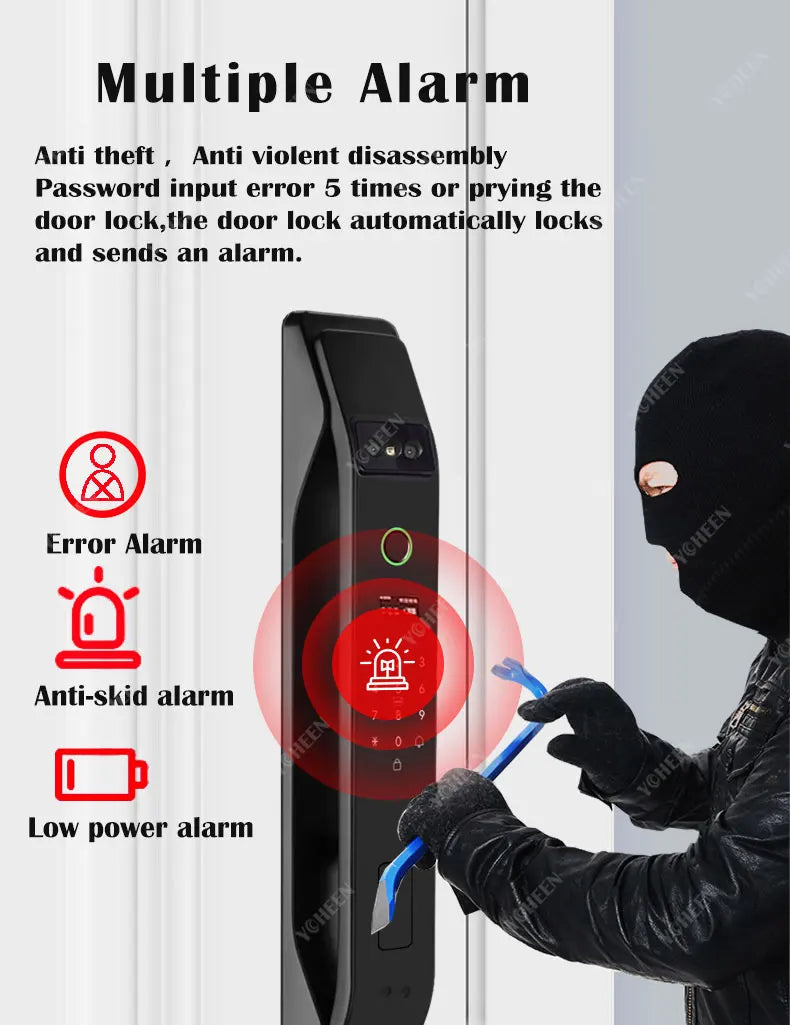 Tuya Wifi App Face Polyglot Electronic Door Lock Fingerprint Recognition Password Smart Digital Lock Key Card 6068 Mortise Lock