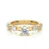 Trending Lab Made Diamond Five Stone Ring Yellow Rose White Gold Plated Leaf Nature Inspired Design VVS1 Clarity Diamond Rings