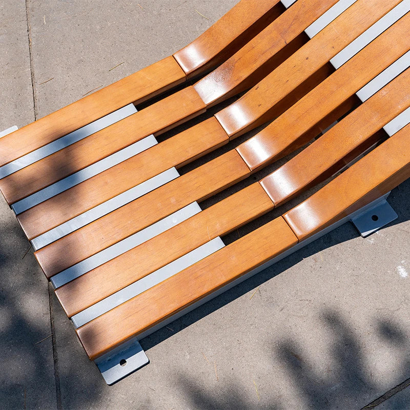 Designer Outdoor Bench with Galvanized Steel Frame Park Garden Public Seating  Landscape Projects Bench Park Street Furniture
