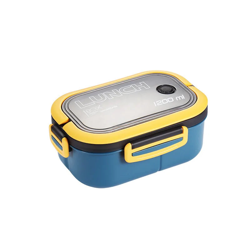1200ML Double-layer Lunch Box Portable Compartment Food Box Microwave Lunch Box with Spoon Fork Leakproof Camping Food Container