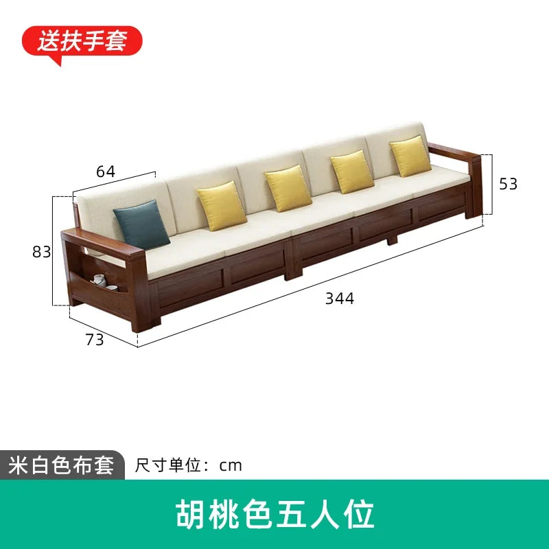 solid wood sofa simple modern living room winter and summer dual-purpose corner combination storage sofa