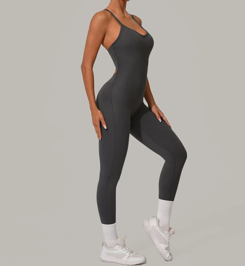 Wholesale Gym Clothes Woman Yoga Set Padding Women's Gym Jumpsuit Activewear Sportswear Push Up Fitness Sports Overalls Purple