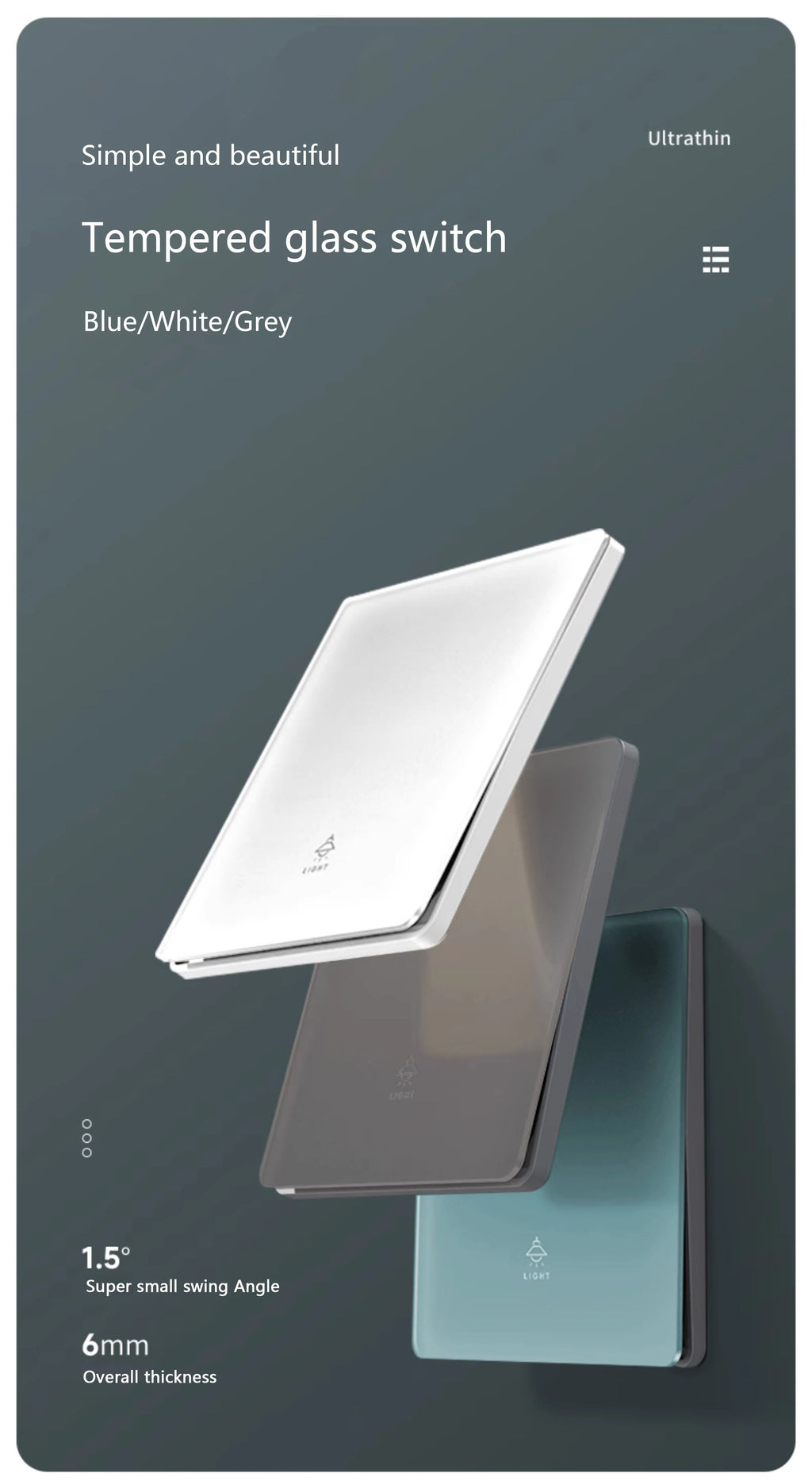 86 Type White Universal Wall Light Switch Tempered Glass EU Korea Electrical Switch 220V 1/2/3/4 Gang 1/2 Way Button Wall Panel