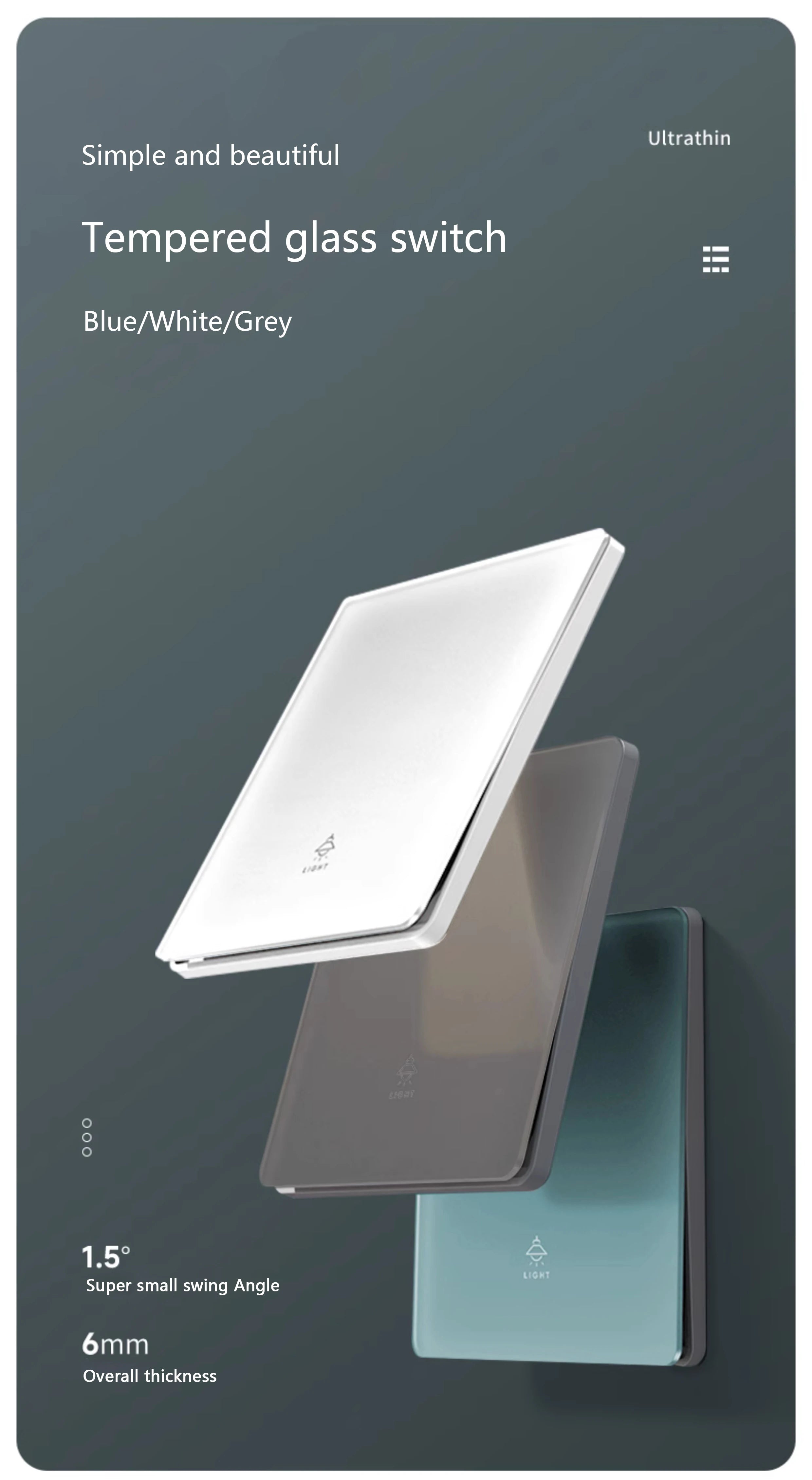 86 Type White Universal Wall Light Switch Tempered Glass EU Korea Electrical Switch 220V 1/2/3/4 Gang 1/2 Way Button Wall Panel