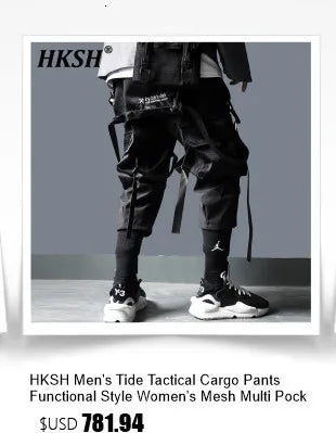 HKSH Autumn New Men's Hooded Distressed Patchwork Folded Waste Land Tactical Punk Techwear Shoulder Batwing Sleeve Jacket HK2392