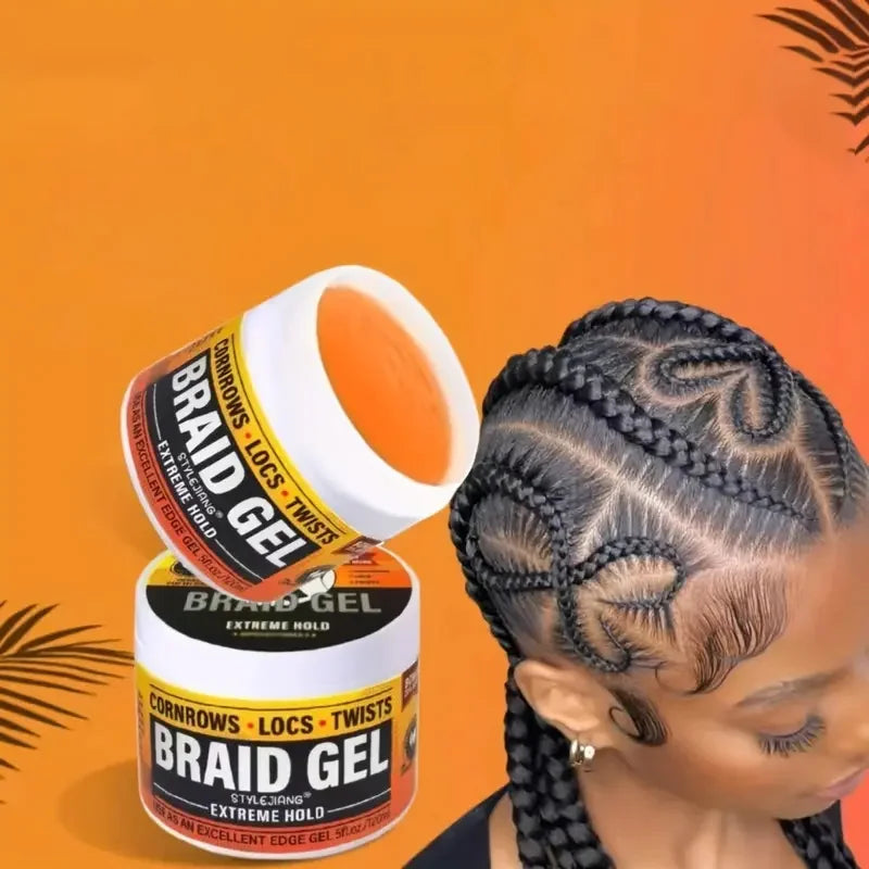Extreme Hold Braid Gel - Styling Hair Wax for Cornrows, Locs, Twists and Fashionable Braids