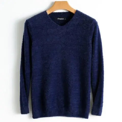 Men's Pure Mink Cashmere Sweater O-Neck Pullovers Knit Large Size Mink Sweater Winter New Tops Long Sleeve High-End Jumpers X49