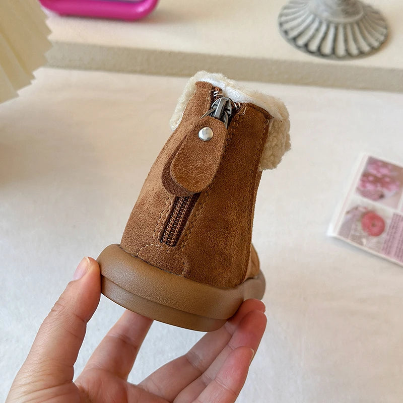 Kids Boots for Boys Girls Fashion Autumn Winter Children Thermal Cotton Back Zipper 2025 Warm Brand New Girls Ankle Boots 26-37