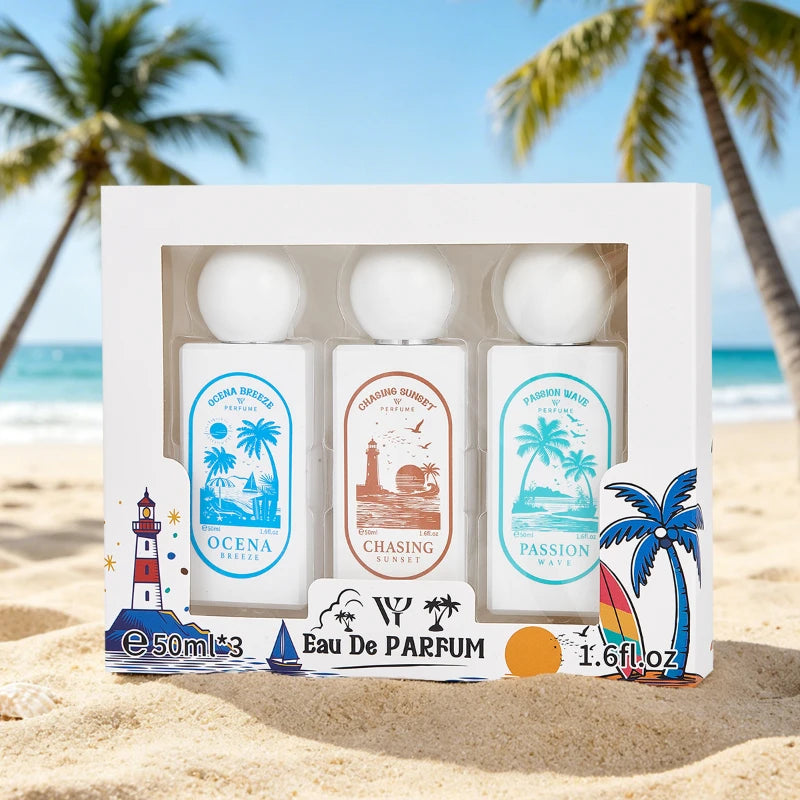 Eau De Parfum 3‑piece Perfume Set Long‑lasting Rich Fragrance Light Fresh Aroma Arabic Style Women Man Perfume For Daily Use