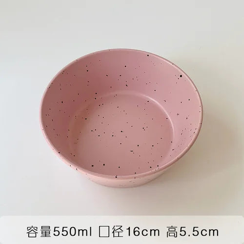 Retro Style White Ink-splashed Ceramic Bowl and Plate Western Food Steak Fruit Dessert Tray Salad Bowl Tableware Main Dish Plate