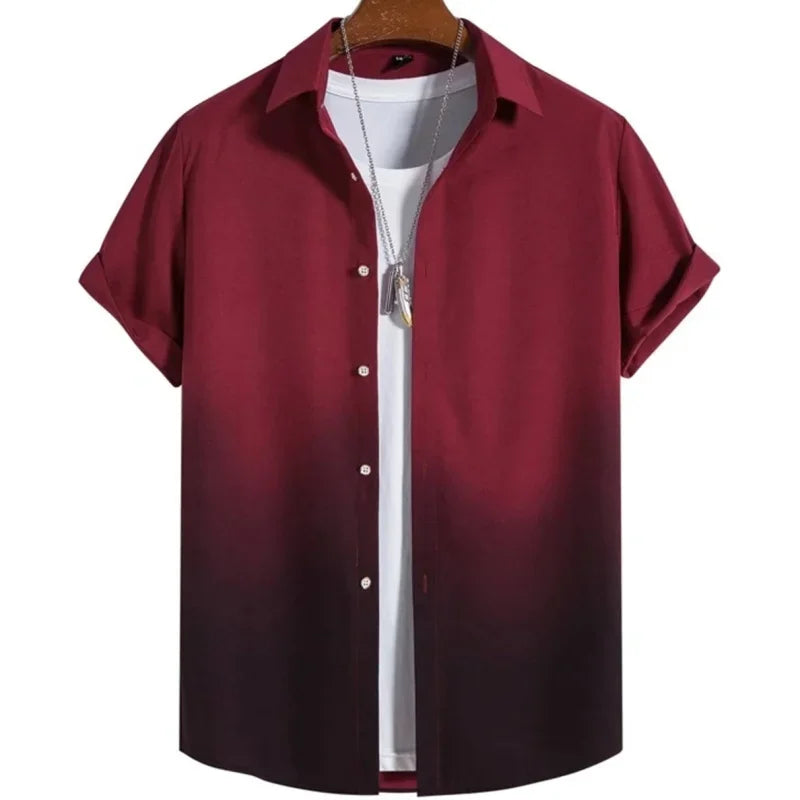 2026 Hawaiian Men'S Shirt 3d Gradient Printing Loose Oversized Shirts and Blouses High-Quality Clothing Beach Party Sweatshirts