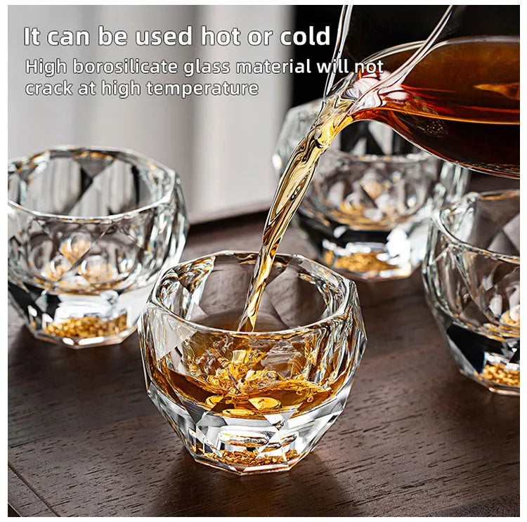 1PC 50ML Shot Glasses Diamond Faceted Double Bottom Crystal Glass Cup for Whiskey Espresso Tea Cup Bar Light Luxury Drinkware