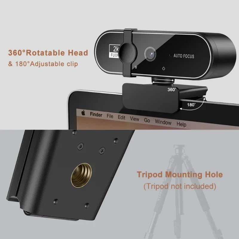 4K HD Webcam Video Camera 2K Autofocus Streaming Web Cam With Microphone Full HD 1080P Webcams for PC/Computer/Laptop