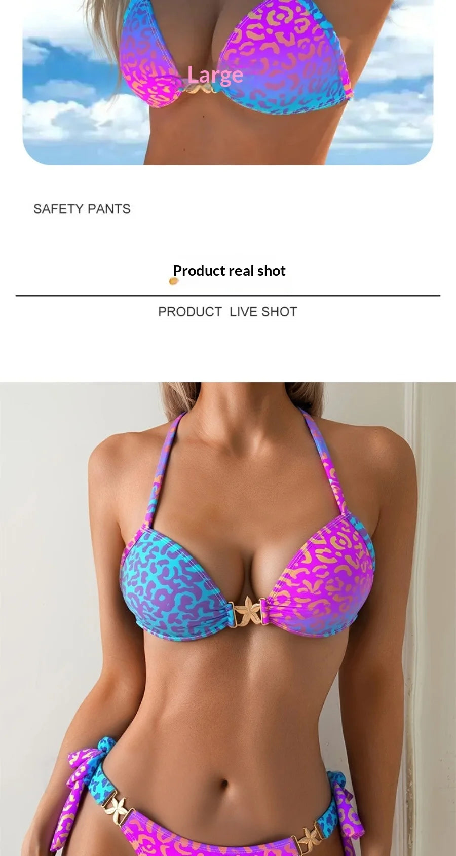 New Fashion Women's Two-Piece Bikini Set Digital Print Tight Open Back Swimsuit Sexy Beachwear for Summer Vacation Pool Party