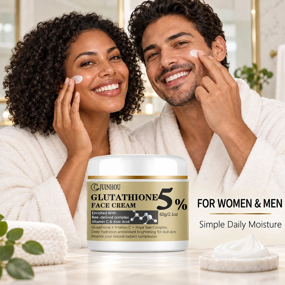 JUINHOU Face Cream 5% Glutathione Bee Complex Vitamin C Kojic Acid Moisturizing Face Cream For Dull Skin Hydrating Skincare Gift