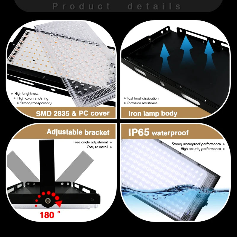 LED Floodlight 50W 100W AC220V 230V High Brightness Lighting Outdoor Waterproof Floodlight Outdoor Road Garden Courtyard Lights