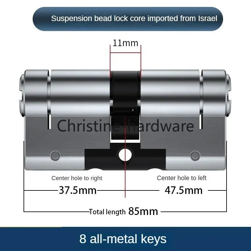 65-130MM High Quality European Standard Lock Cylinder,Super C-Level Anti-Theft Door Lock Cylinder,Household Copper Lock 8 Keys