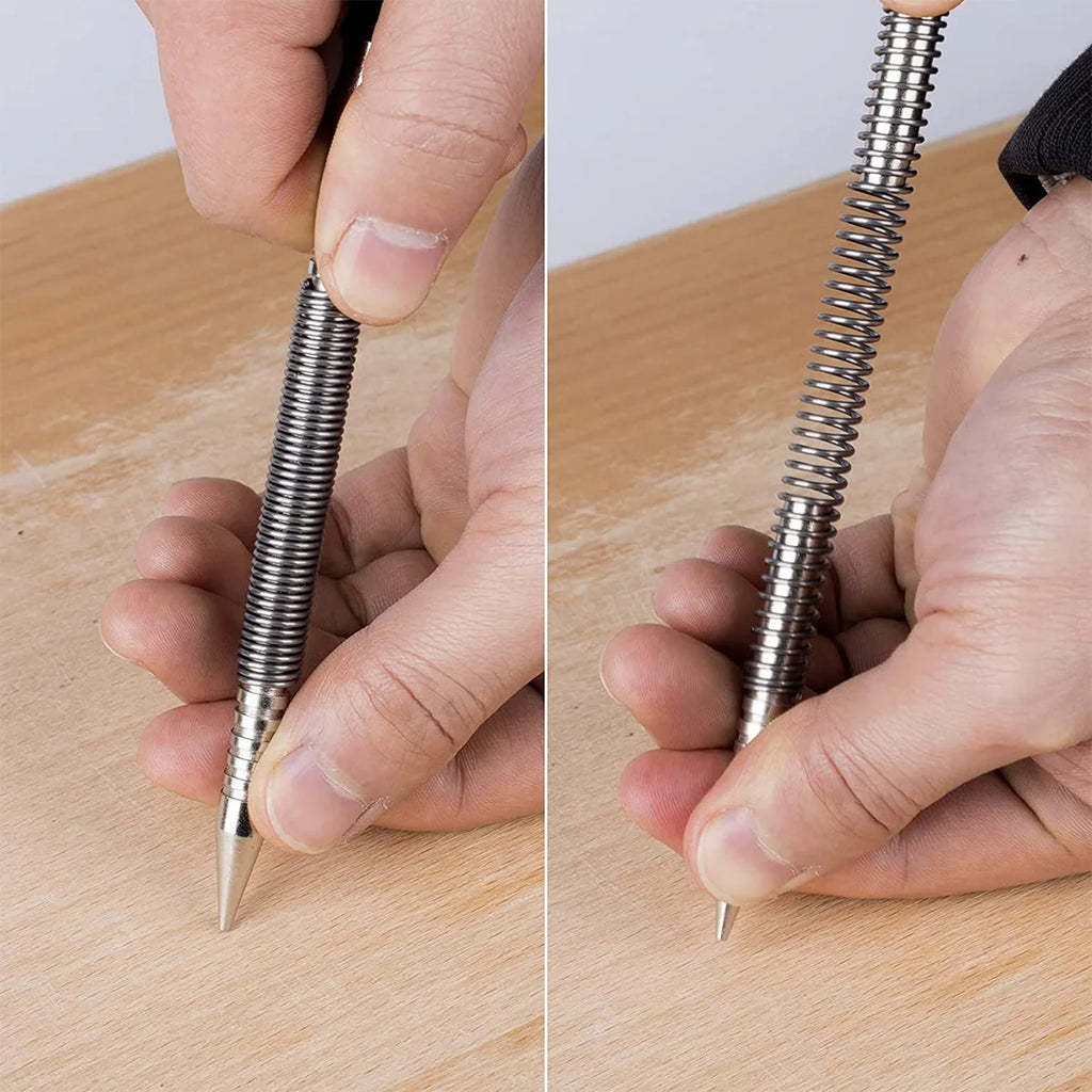 Spring Center Punch Hammerless Dual Head Nail Setter Spring Loaded High Carbon Steel Nail Punch Door Hinge Pin Remover Tool