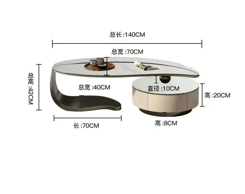 Modern Walnut Wood Coffee Table for Living Room Multifunctional Side Table Unique Leaf Shape Solid Wood Design Luxury