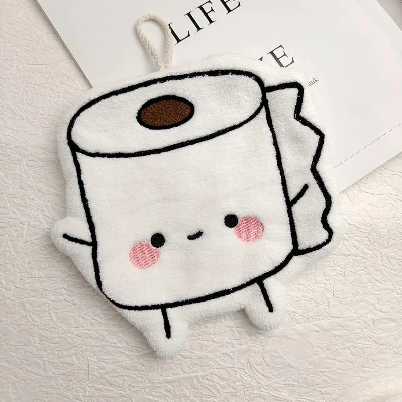 Cute Poop Toilet Paper Shaped Hand Towels Hanging Bathroom Decor for Quick Drying Home Furnishings