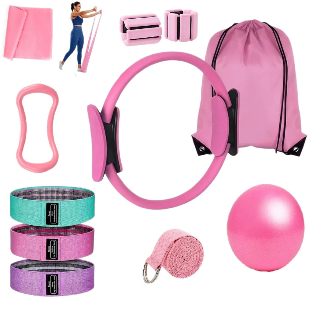 5-Piece Yoga & Pilates Ring Set: Resistance Circles for Training Leg Muscles & Strengthening Limbs. Fitness Exerciser Equipment.