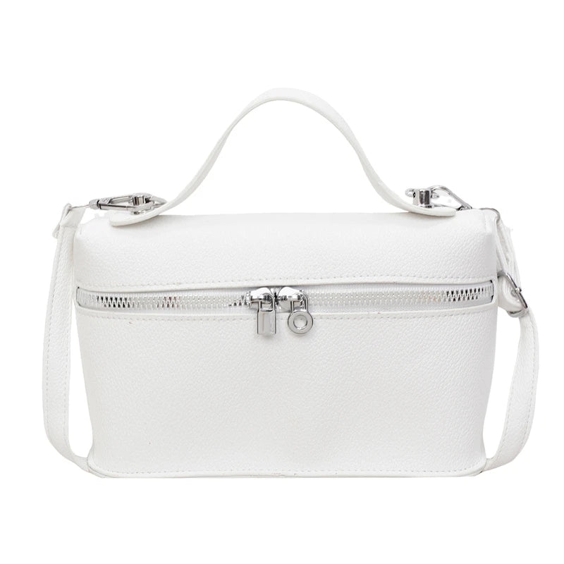 Minimalist Trend Solid Color Box Bag Litchi Pattern Portable Carrying Crossbody Bag Daily Commuting Versatile Square Bag