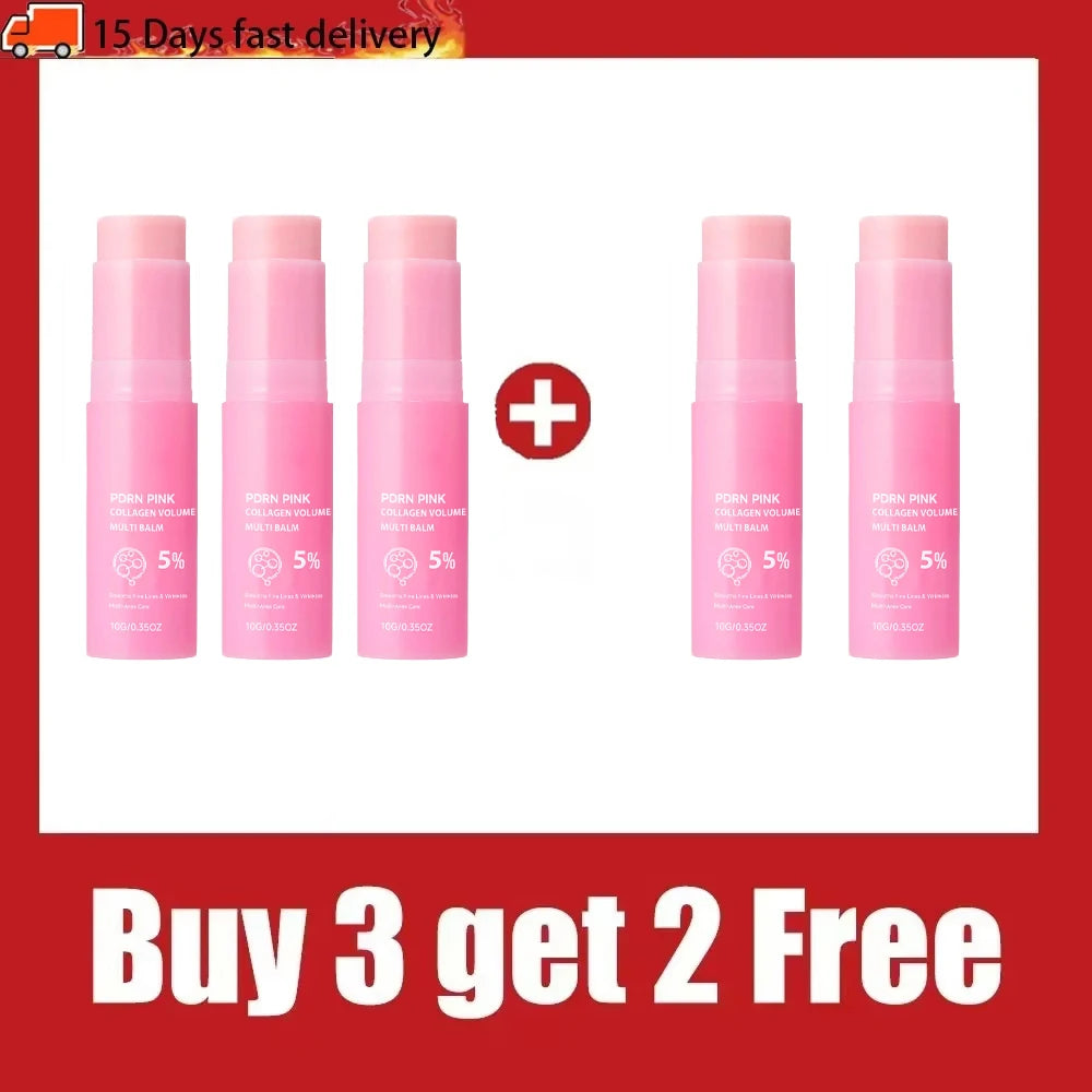 PDRN Infused Pink Collagen Multi Balm Stick Hydrating Firming Wrinkle Care Stick Target Face Neck Eye Lip Dry Dull Skin