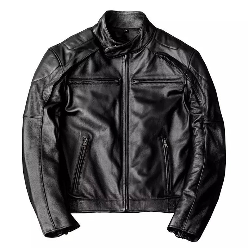 Genuine Leather Jacket Men 100% Cowhide Jacket Man Stand Collar Motorcycle Clothes Spring Autumn Winter 2024 New Leather Coat