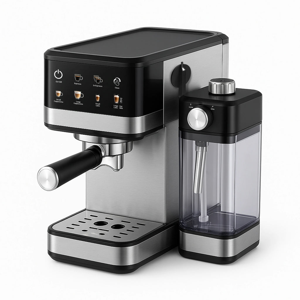 15 Bar Touch Menu Digital Semi Automatic Espresso Coffee Machine With Frothing Milk Tank Home Use